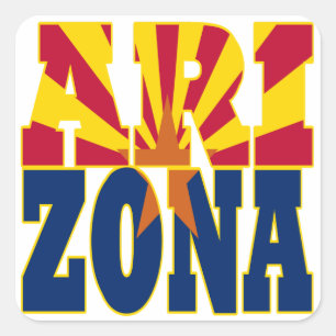 Sticker Carré Texte du drapeau de l'état de l'Arizona