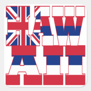 Sticker Carré Texte du drapeau de l'État d'Hawaii