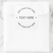 Sticker Carré Texte éditable Simple Moderne | Blanc & Noir (Sac)