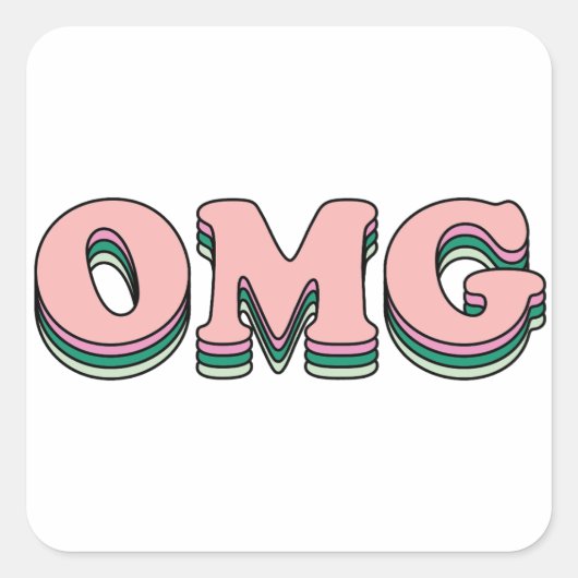 Sticker Carré Texte en couche OMG (Devant)