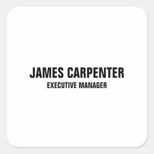 Sticker Carré Texte en gras noir blanc moderne (Devant)