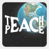 Sticker Carré Texte et étoiles "Apprenez la paix" (Devant)
