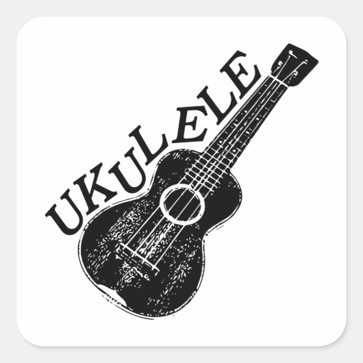 Sticker Carré Texte Et Image Ukulele (Devant)