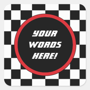 Sticker Carré Texte fait sur commande carré Checkered