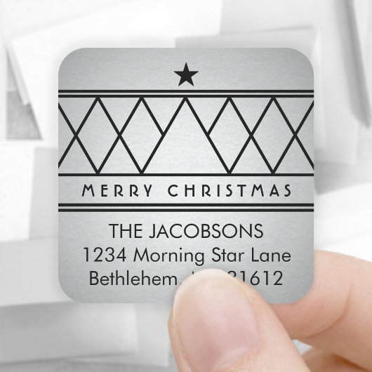 Sticker Carré Texte Faux Faux Foil Retourner l'adresse