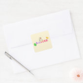 Sticker Carré Texte, lapin et chic thème de Pâques (Enveloppe)