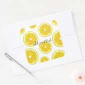 Sticker Carré Texte personnalisable jaune citron frais (Enveloppe)