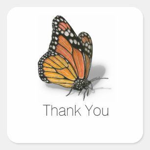 Sticker Carré Texte personnalisable Monarch Butterfly