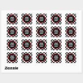 Sticker Carré Texte personnalisé À damiers Carré (Feuille)