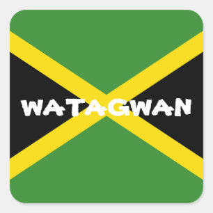 Sticker Carré Texte personnalisé Le drapeau de la Jamaïque Wat