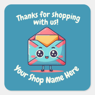 Sticker Carré Texte personnalisé Merci de messagerie pour petite