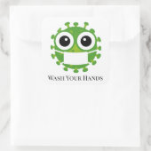 Sticker Carré Texte personnalisé mignon Virus vert Germe Emoji L (Sac)