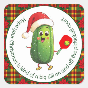 Sticker Carré Texte personnalisé Père Noël Pickleball Rally