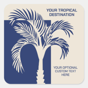 Sticker Carré Texte personnalisé Vacances tropicales