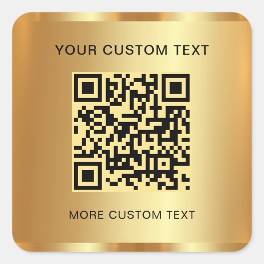 Sticker Carré Texte QR Code personnalisé Modèle Gold Look Scanna (Devant)
