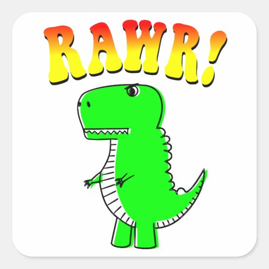 Sticker Carré Texte Super T-Rex Rex mou et en colère (Devant)