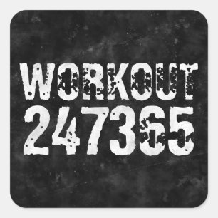 Sticker Carré Texte usé et rayé Workout 247365 vintage