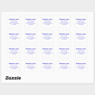 Sticker Carré Textes bleus minimaux de la marque sur blanc