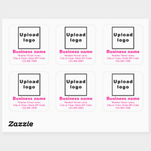 Sticker Carré Textes minimaux de marque commerciale rose sur bla