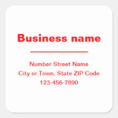 Sticker Carré Textes rouges minimaux de marque sur blanc (Devant)