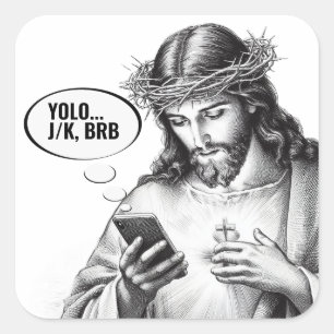 Sticker Carré Textoter Jésus - JK YOLO BRB