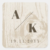 Sticker Carré Texture Bois Grain Rustique Ocre Automne Mariage (Devant)