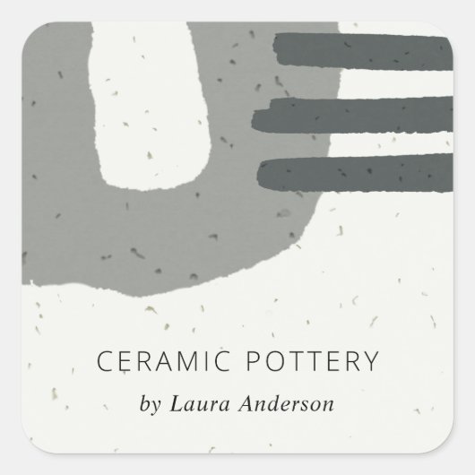 STICKER CARRÉ TEXTURE CÉRAMIQUE CHIC ABSTRAITE GRIS BROWN SPECKÉ (Devant)