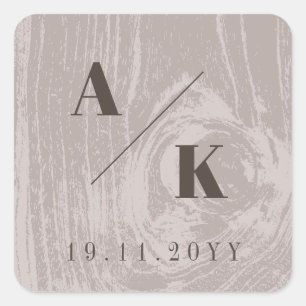 Sticker Carré Texture de bois rustique brun automne mariage