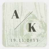 Sticker Carré Texture de bois rustique vert Mariage de printemps (Devant)