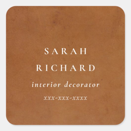 Sticker Carré Texture de cuir marron rustique moderne sur mesure (Devant)
