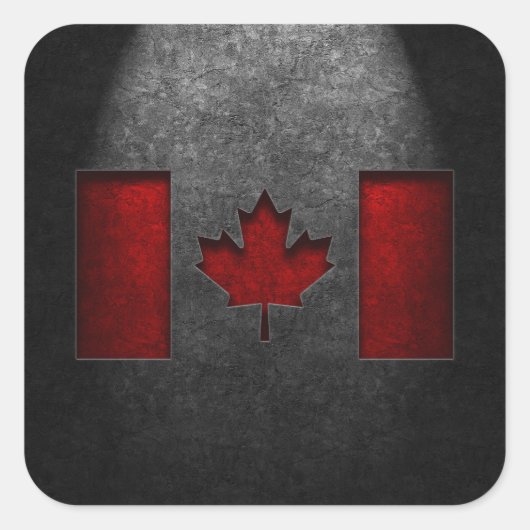 Sticker Carré Texture de la pierre du drapeau canadien (Devant)