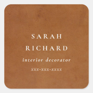 Sticker Carré Texture en cuir marron rustique moderne sur mesure
