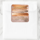 Sticker Carré Texture glamour de Copper Gold Strokes (Sac)