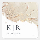 Sticker Carré Texturé Gold Faux Foil Mariage élégant (Devant)