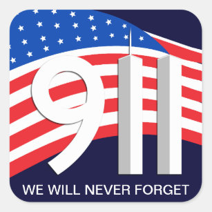 Sticker Carré Th des 9/11 septembre 11 - n'oubliez jamais les