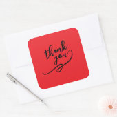 Sticker Carré Thank You Bright Red Classical Unique Simple (Enveloppe)