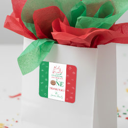 Sticker Carré Thank You Cute Meatball First Birthday Party 