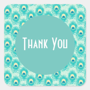 Sticker Carré Thank you peacock feathers