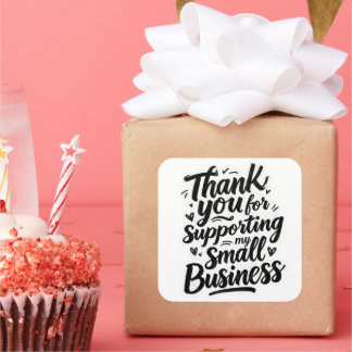 Sticker Carré Thank You Sticker, Support Small Business