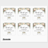Sticker Carré Thank You White Winter Flowers Wedding (Feuille)