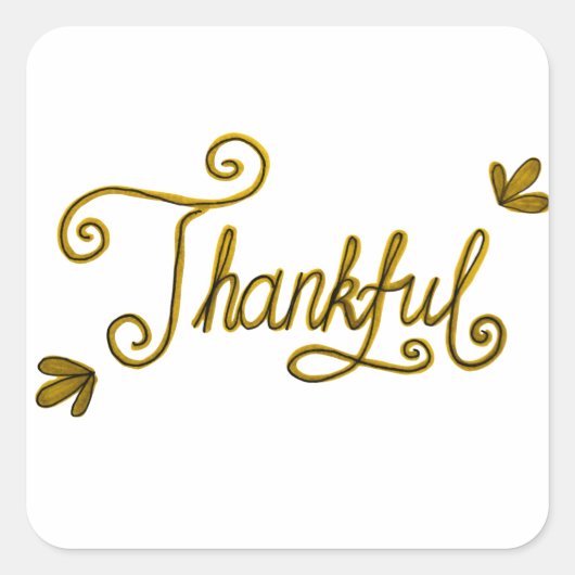 Sticker Carré Thankful gold lettering (Devant)