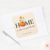 Sticker Carré Thanksgiving Citrouille Home Où nous donnons des r (Enveloppe)