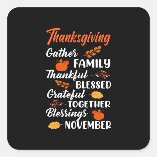Sticker Carré Thanksgiving Gather Family (Devant)