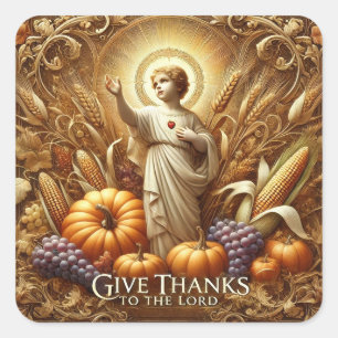 Sticker Carré Thanksgiving Sacred Heart of Jesus Religieux
