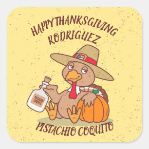 Sticker Carré Thanksgiving Turkey Coquito