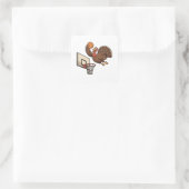 Sticker Carré Thanksgiving Turquie Dunking Basketball Funny (Sac)