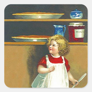 Sticker Carré Thanksgiving vintage de tarte d'hachis de fruits