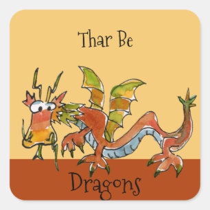 Sticker Carré Thare Be Dragons