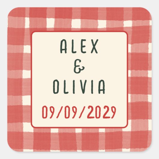Sticker Carré That's Amore Italian Plaid CUSTOM Wedding  (Devant)