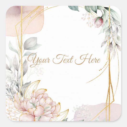 Sticker Carré The Aureate Frame Mauve Floral Greenery Wedding  (Devant)